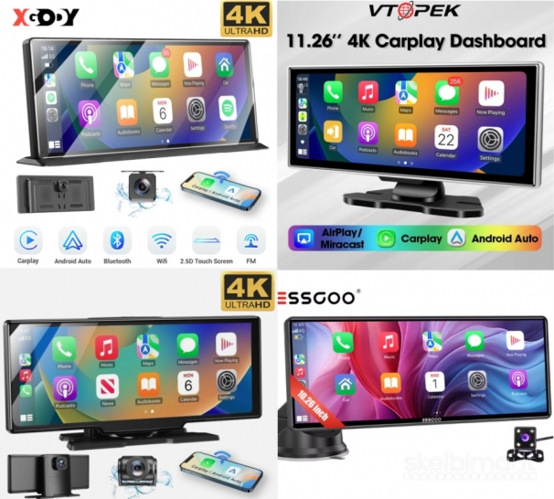 NAUJI ANDROID AUTO/CARPLAY AUTOMOBILIO JUTIKLINIAI EKRANAI SU 4K REGISTRATORIUMI