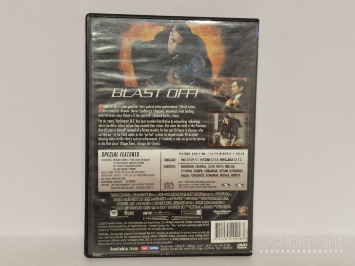 DVD filmas Minority Report vaid. Tom Cruise