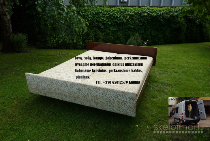 Sofų, lovų gabenimas, perkraustymas +370 65012579