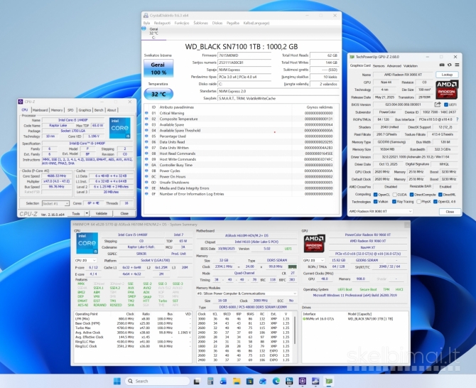 Intel i5-14400f, 16gb/9060xt, 32gb/ddr5, 1tb/ssd, Win11pro