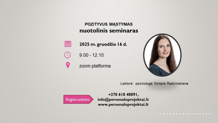 Pozityvus mąstymas - gera savijauta darbe (online)