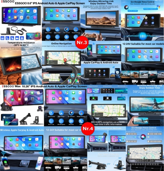 NAUJI ANDROID AUTO / CARPLAY EKRANAI SU 4K REGISTRATORIUMI IR GPS