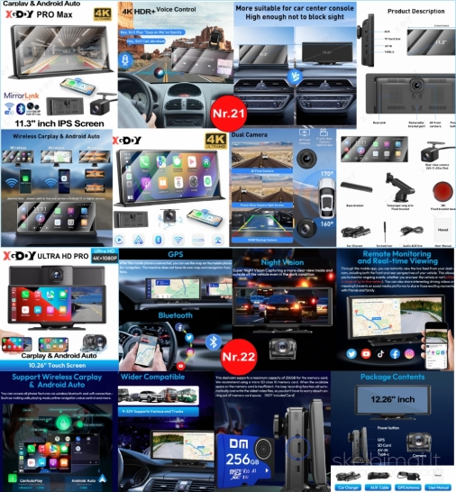 NAUJI ANDROID AUTO / CARPLAY EKRANAI SU 4K REGISTRATORIUMI IR GPS