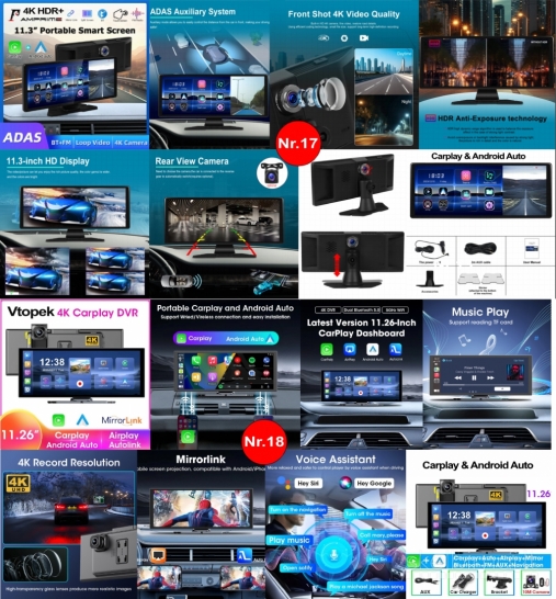 NAUJI JUTIKLINIAI AUTOMOBILIO EKRANAI SU ANDROID AUTO/CARPLAY, WI-FI, GPS