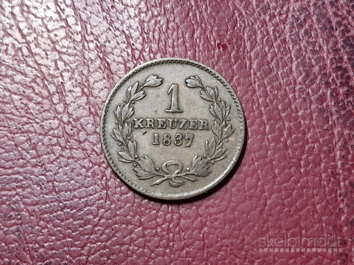 Badenas 1 kreiceris, 1837 KM# 203