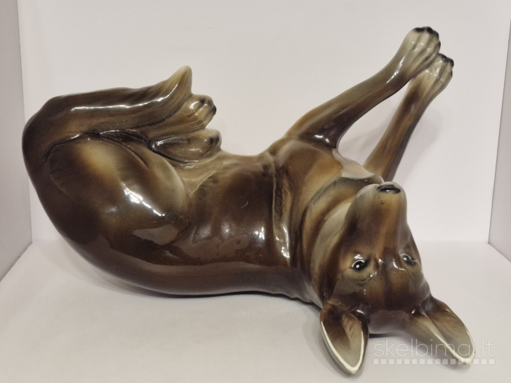 Vintažinė žymėta šuns figūra (vokiečių aviganis), 1950-1960m., 34cm.