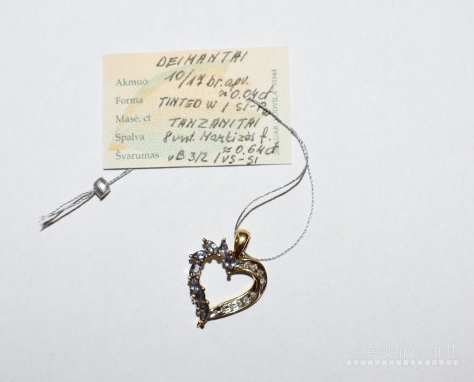 Naujas auksinis pakabukas deimantai ir tanzanitai 