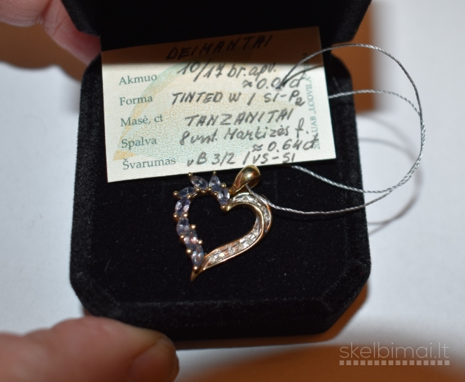 Naujas auksinis pakabukas deimantai ir tanzanitai 