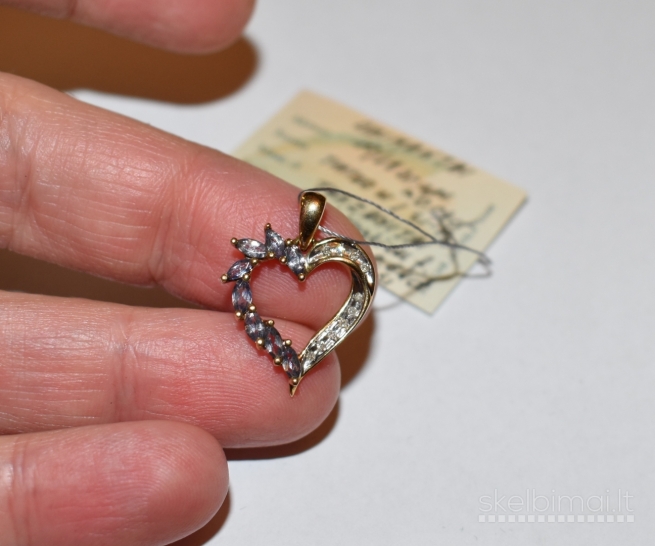 Naujas auksinis pakabukas deimantai ir tanzanitai 