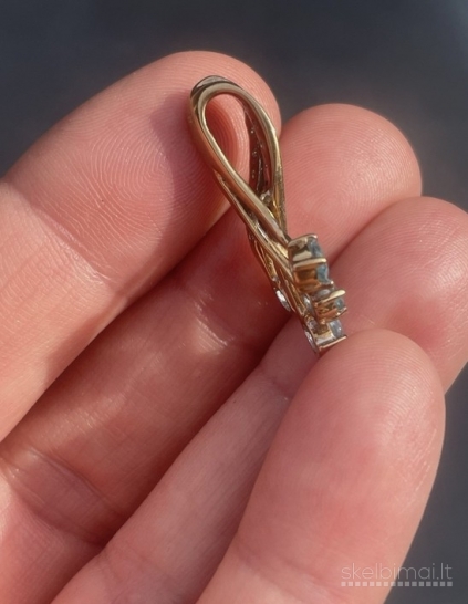 Naujas aksinis pakabukas su topazais ir deimantais.