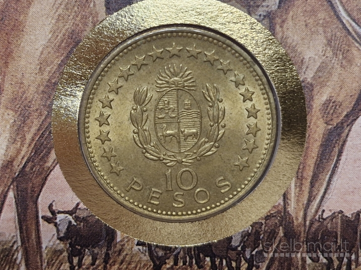 Urugvajus 10 pesų, 1965 KM# 48 Numzimatiniame voke