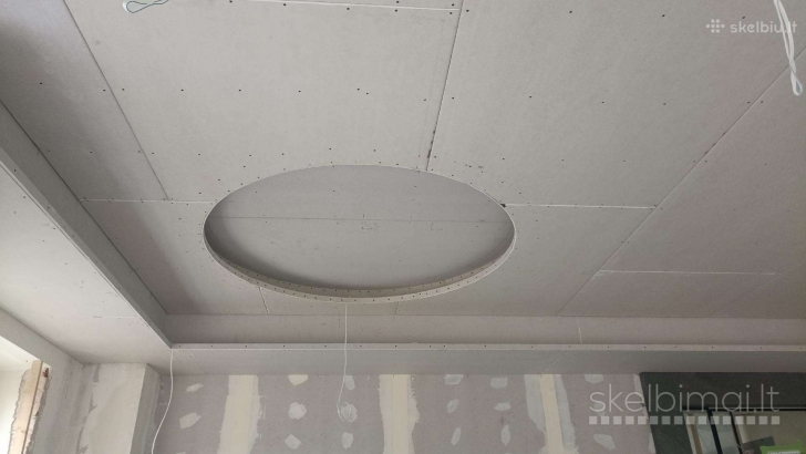 Gipso kartono montavimas, glaistymas dažymas