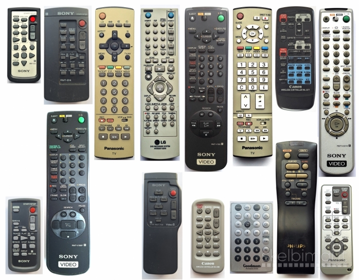 Nuotoliniai pulteliai VHS, video kameros, DVD, TV