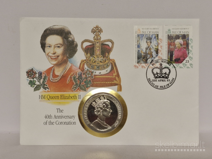 Meno Sala 1 krona, 1989 KM# 273 Karališkasis