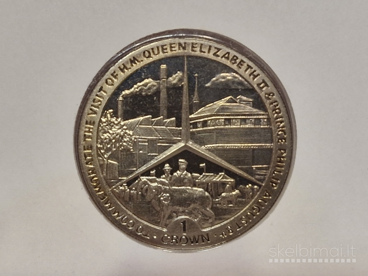 Meno Sala 1 krona, 1989 KM# 273 Karališkasis