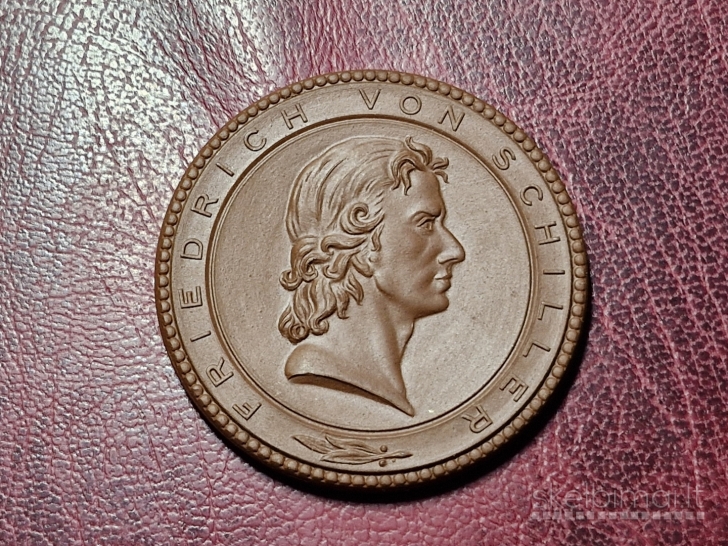 Porceliano medalis Friedrich von Schiller Meissen