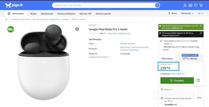 Google Pixel Buds Pro 2 (2 metu garantija)