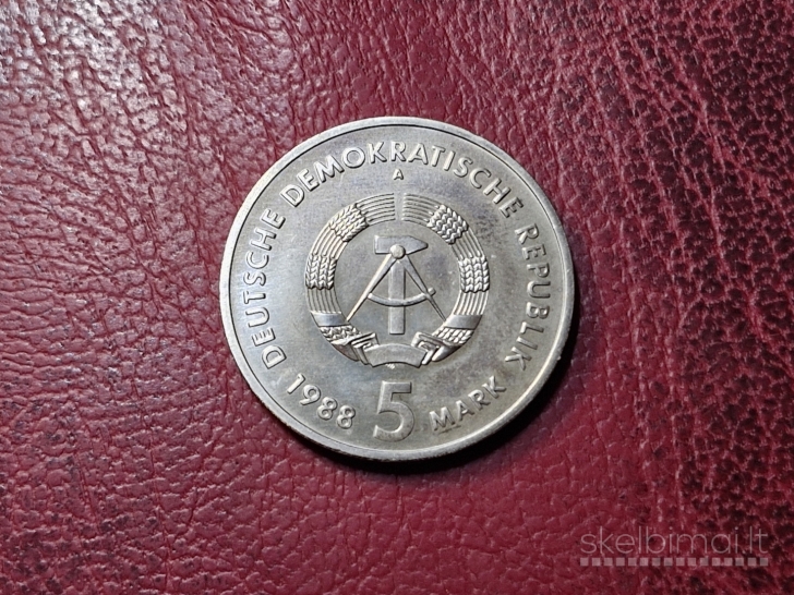 Vokietija - VDR 5 markės, 1988 KM# 120 geležinkeli