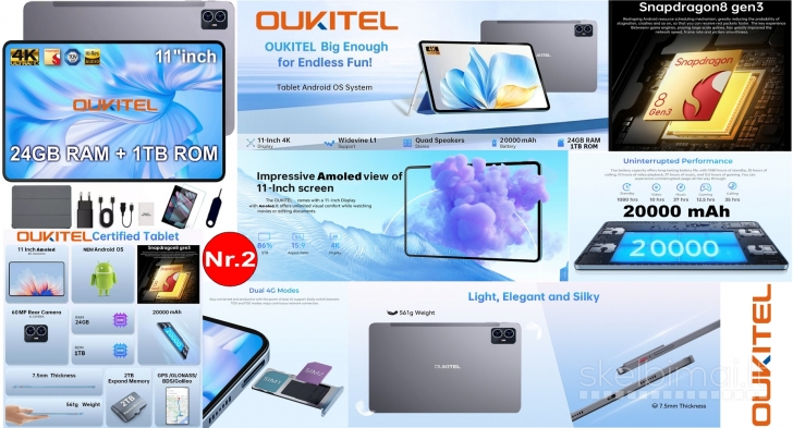 NAUJAUSI! 4K ULTRA TAB PC+11.0"COLIŲ AMOLED+5G+2SIM+GPS+IPTV - PIGIAU!