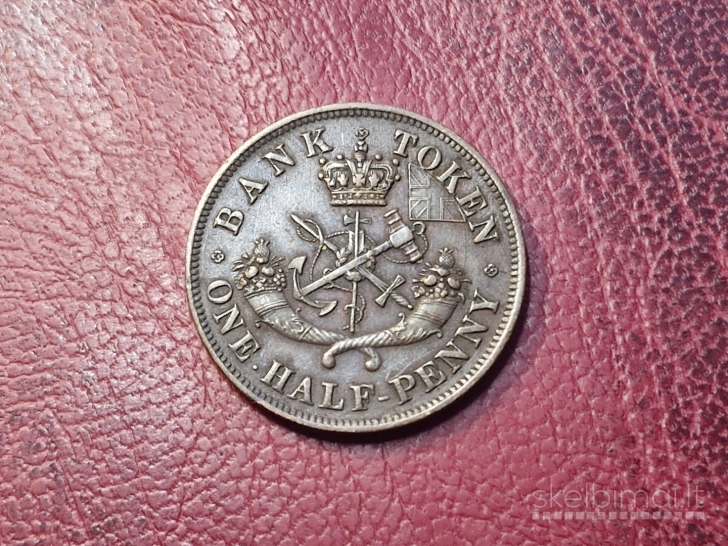 Kanados provincijos ½ penso, 1857 KM# Tn2