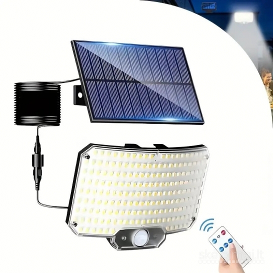 Saulės energijos 234 LED šviestuvas su judesio davikliu