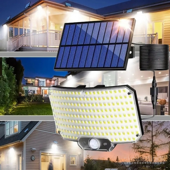 Saulės energijos 234 LED šviestuvas su judesio davikliu