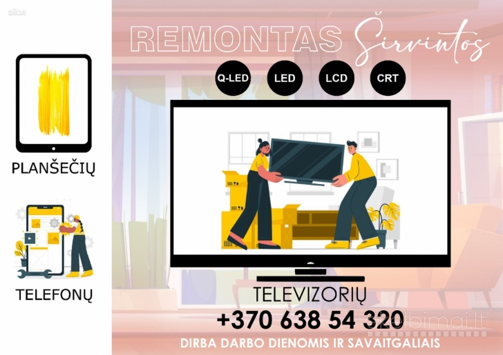 Televizorių ir kitos video technikos remontas Širvintose