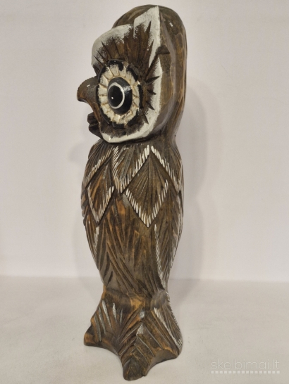 Didelė rankų darbo medinė pelėda ~ 31cm.