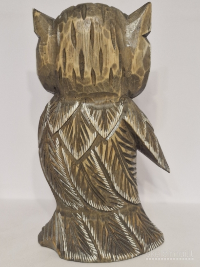 Didelė rankų darbo medinė pelėda ~ 31cm.