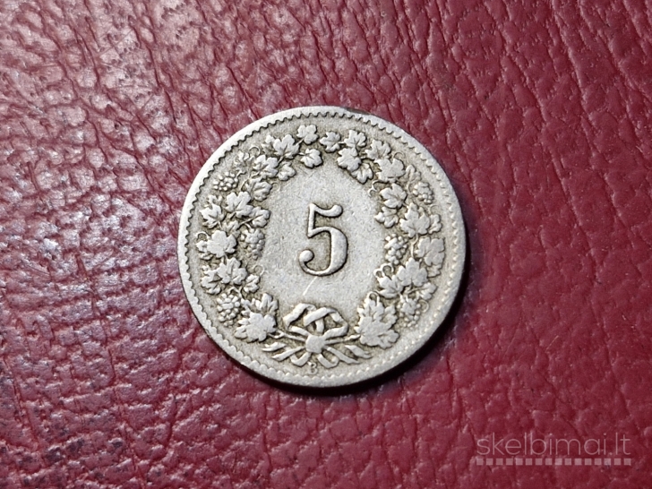 Šveicarija 5 rapenai, 1880 KM# 26