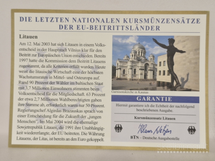 Litų ir centų rinkinys 1991-2001m. Lietuva