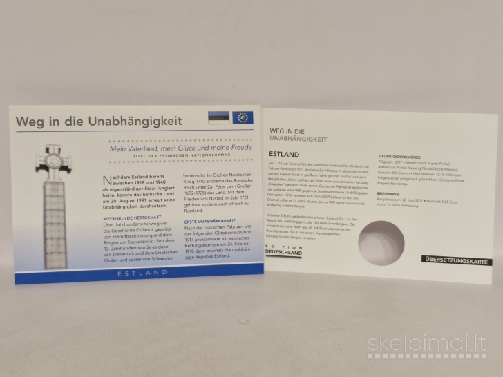 Estija 2 eurai, 2017 UC# 102 Numizmatiniame voke