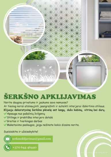 Dekoratyvinės šerkšno plėvelės klijavimas