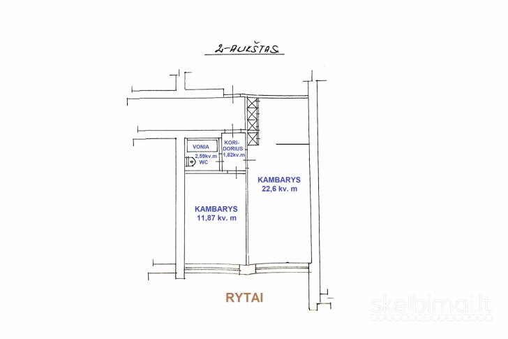 2 kambarių butas renovuotame name 