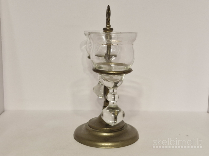 Vokiška Glide Handwerk dvivietė žvakidė su stikliniais gaubteliais