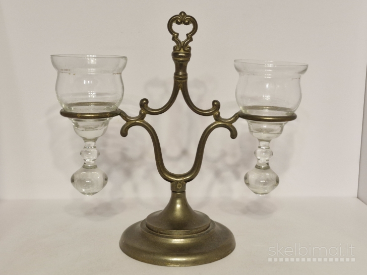 Vokiška Glide Handwerk dvivietė žvakidė su stikliniais gaubteliais