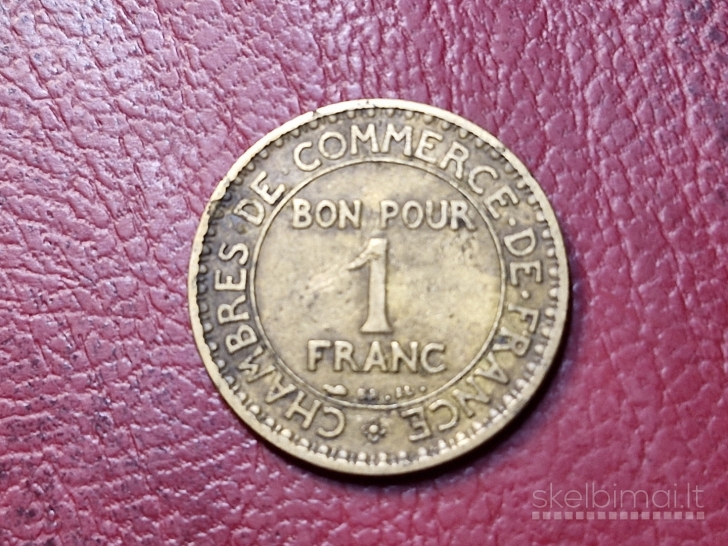 Prancūzija 1 frankas, 1926 KM# 876