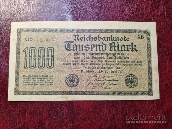 1,000 Mark 1922.09.15 Vokietija P-76b.XB.2