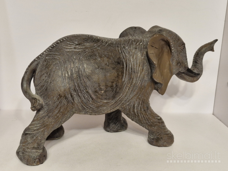 Didelė dekoratyvinė dramblio skulptūra ~ 35cm. (resin, medžio imitacija)