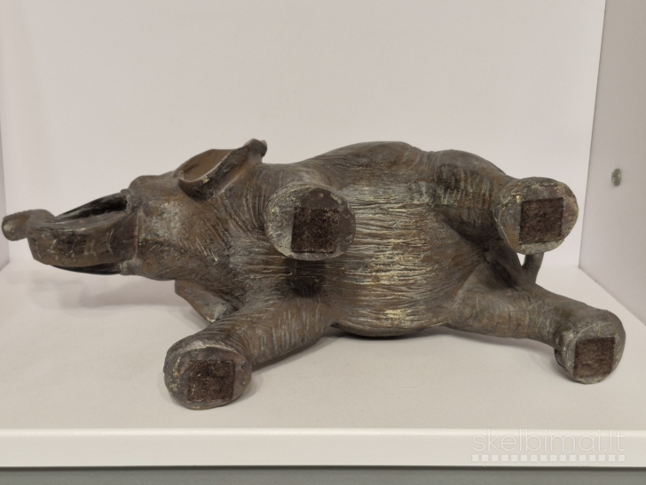 Didelė dekoratyvinė dramblio skulptūra ~ 35cm. (resin, medžio imitacija)