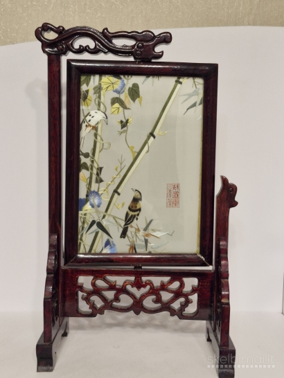 Kiniškas dekoratyvinis stalo ekranas su paukščių motyvu ~ 35cm.