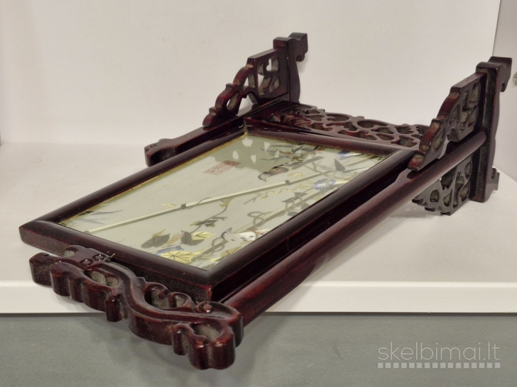 Kiniškas dekoratyvinis stalo ekranas su paukščių motyvu ~ 35cm.