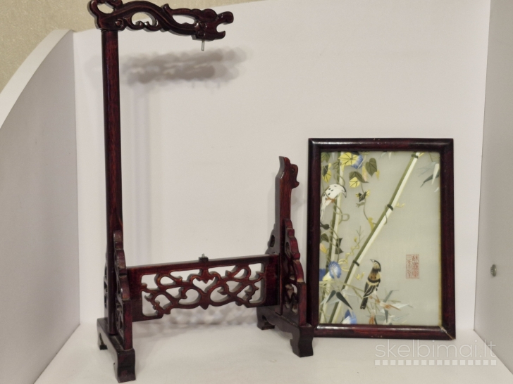 Kiniškas dekoratyvinis stalo ekranas su paukščių motyvu ~ 35cm.