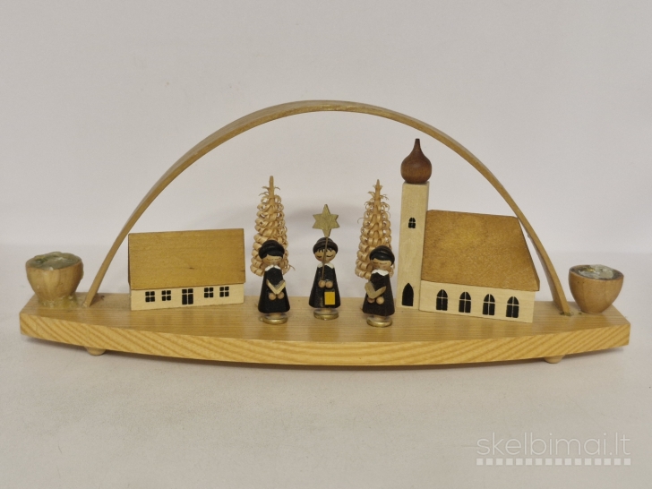 Vokiška rankų darbo kalėdinė medinė žvakidė ~ Erzgebirge