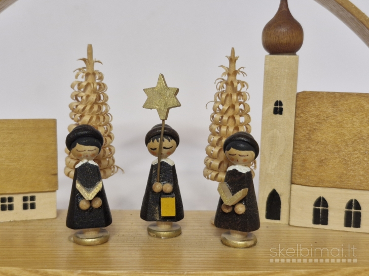 Vokiška rankų darbo kalėdinė medinė žvakidė ~ Erzgebirge