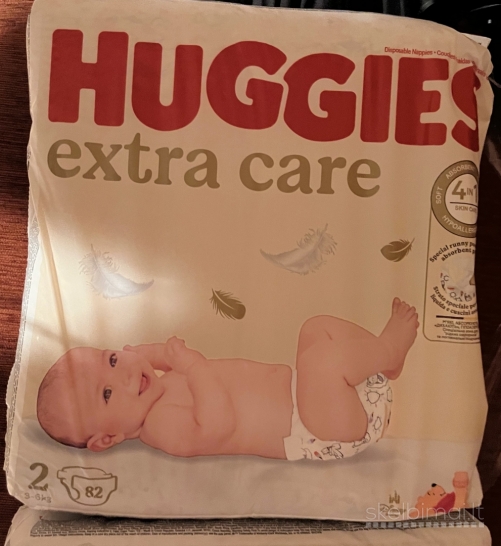 Huggies Extra care pampersai 2 dydžio