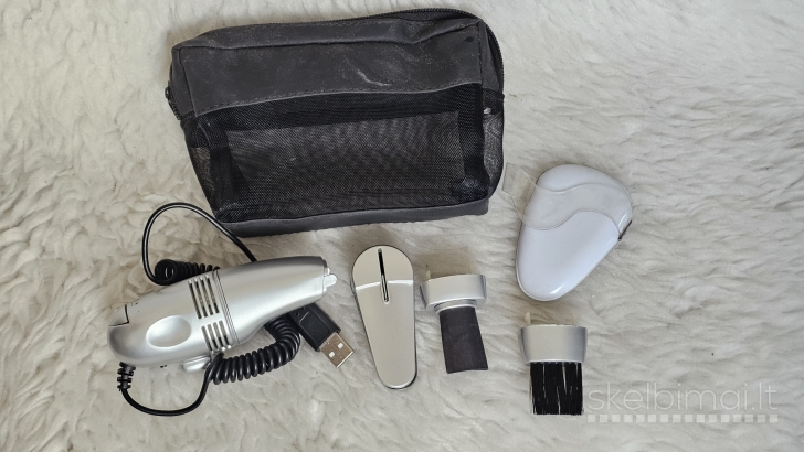 Naujas mini USB siurblys su priedais ir dėklu