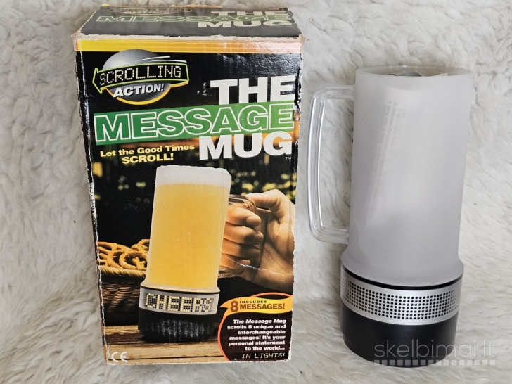 Naujas plastikinis bokalas su šviečiančia žinute - unikali dovana!