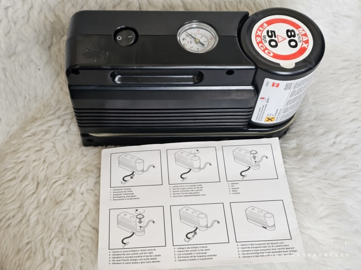 Naujas "Fix & Go" padangų remonto komplektas (oro kompresorius + sandariklis)