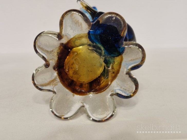 Murano stiliaus rankų darbo stiklo vaza su žuvies dekoru apie 24cm.